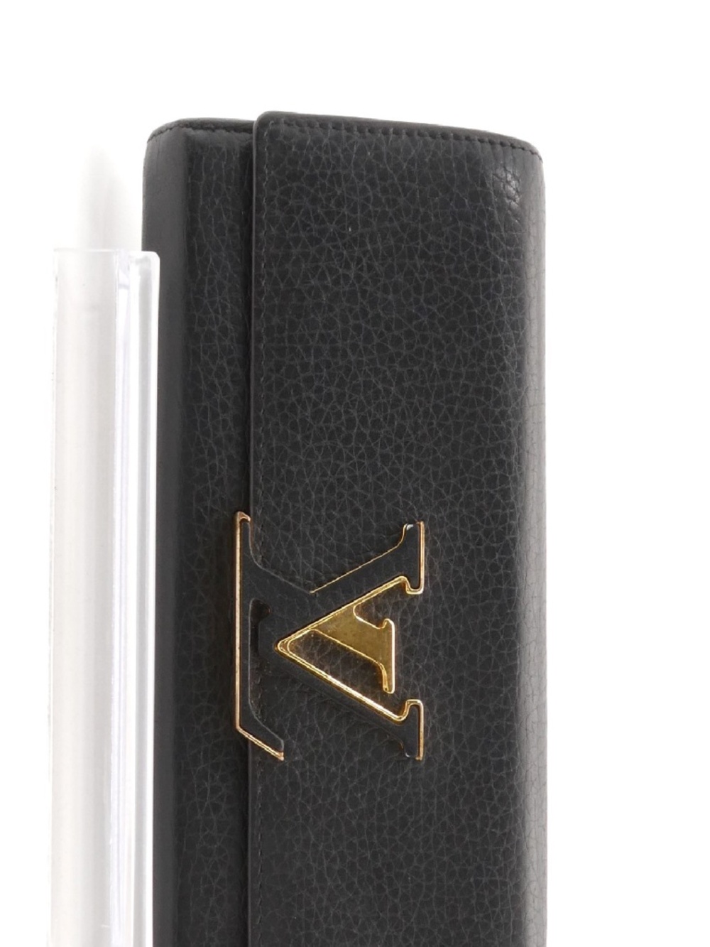 Louis Vuitton Lockme Black Leather Long Wallet Pink Interior